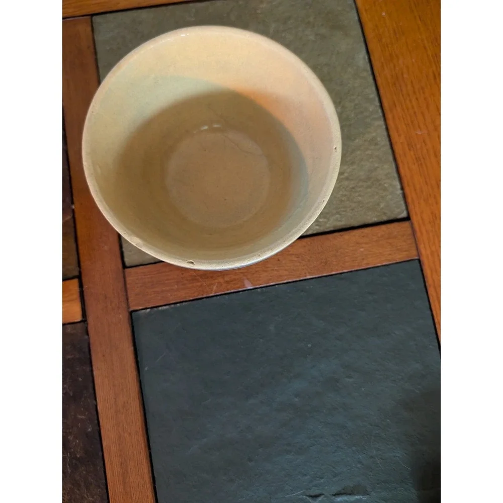 VINTAGE  POTTERY SET OF 4 NESTING Crock STONEWARE BOWLS.Wide Band. Primitive